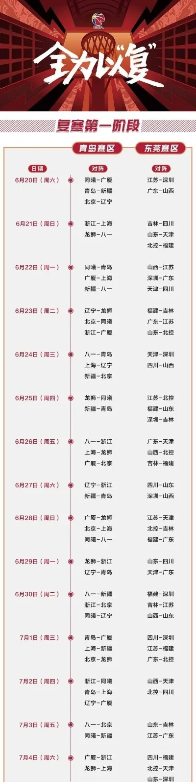 CBA最新赛程公布，精彩比赛即将上演